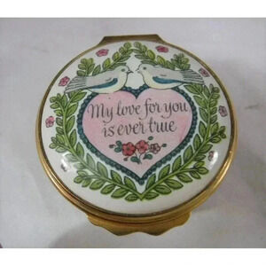 Enamel Box, Halcyon Days, St. Valentines Day 1980,  Snuff Pill Jewelry Trinket